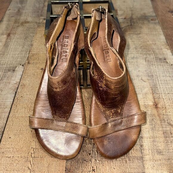 Bed Stu Soto tan rustic Brown Leather Sandals 10 - Picture 9 of 11
